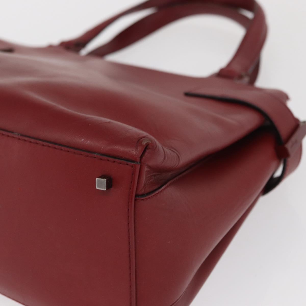 Salvatore Ferragamo Gancini Wanda Hand Bag Leather Red Silver Auth am10521