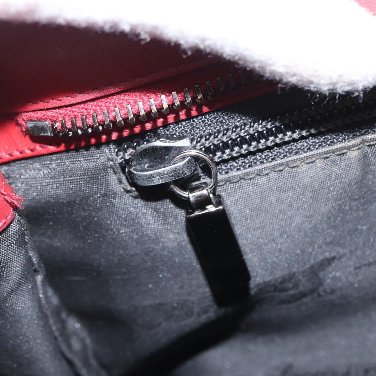 Salvatore Ferragamo Gancini Wanda Hand Bag Leather Red Silver Auth am10521