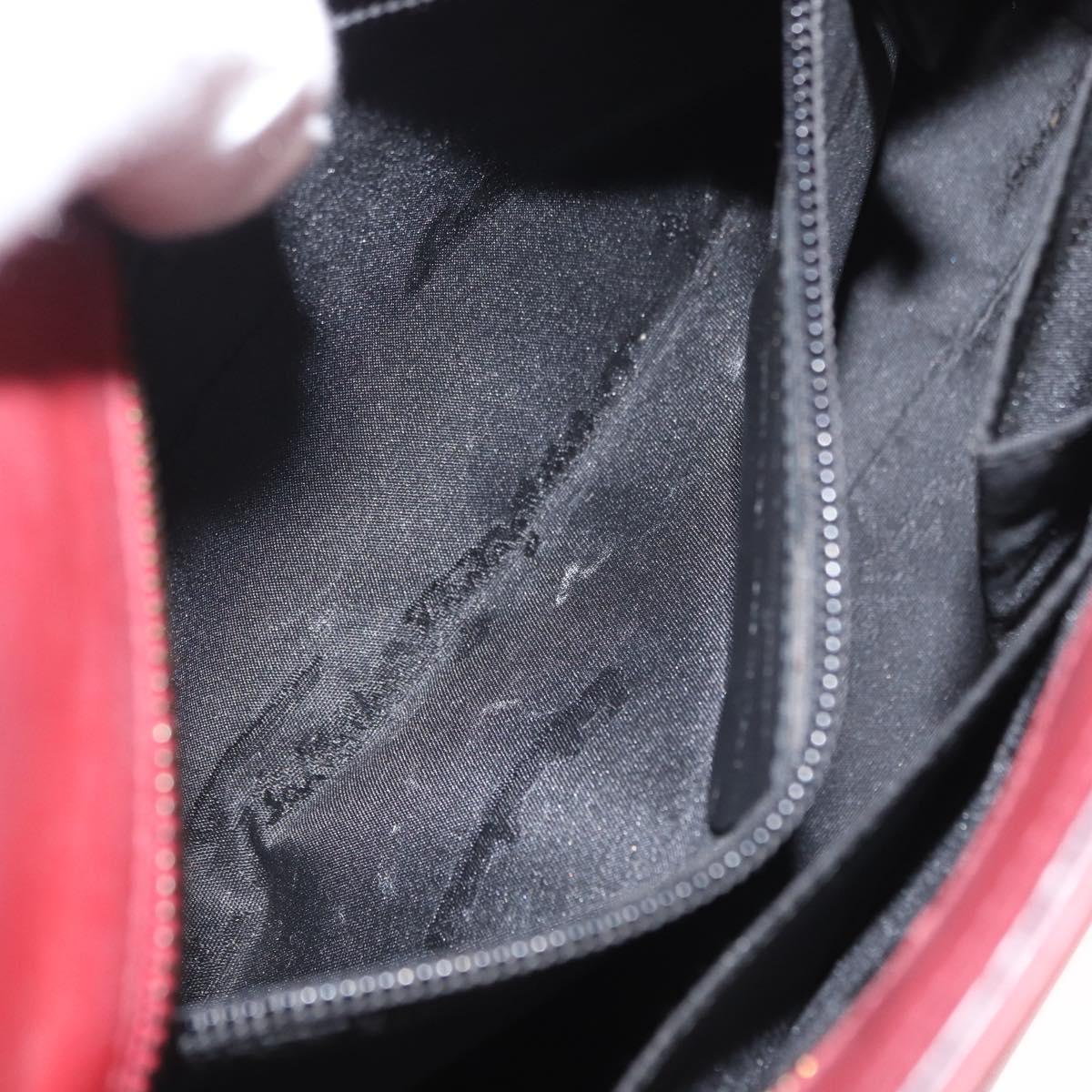 Salvatore Ferragamo Gancini Wanda Hand Bag Leather Red Silver Auth am10521