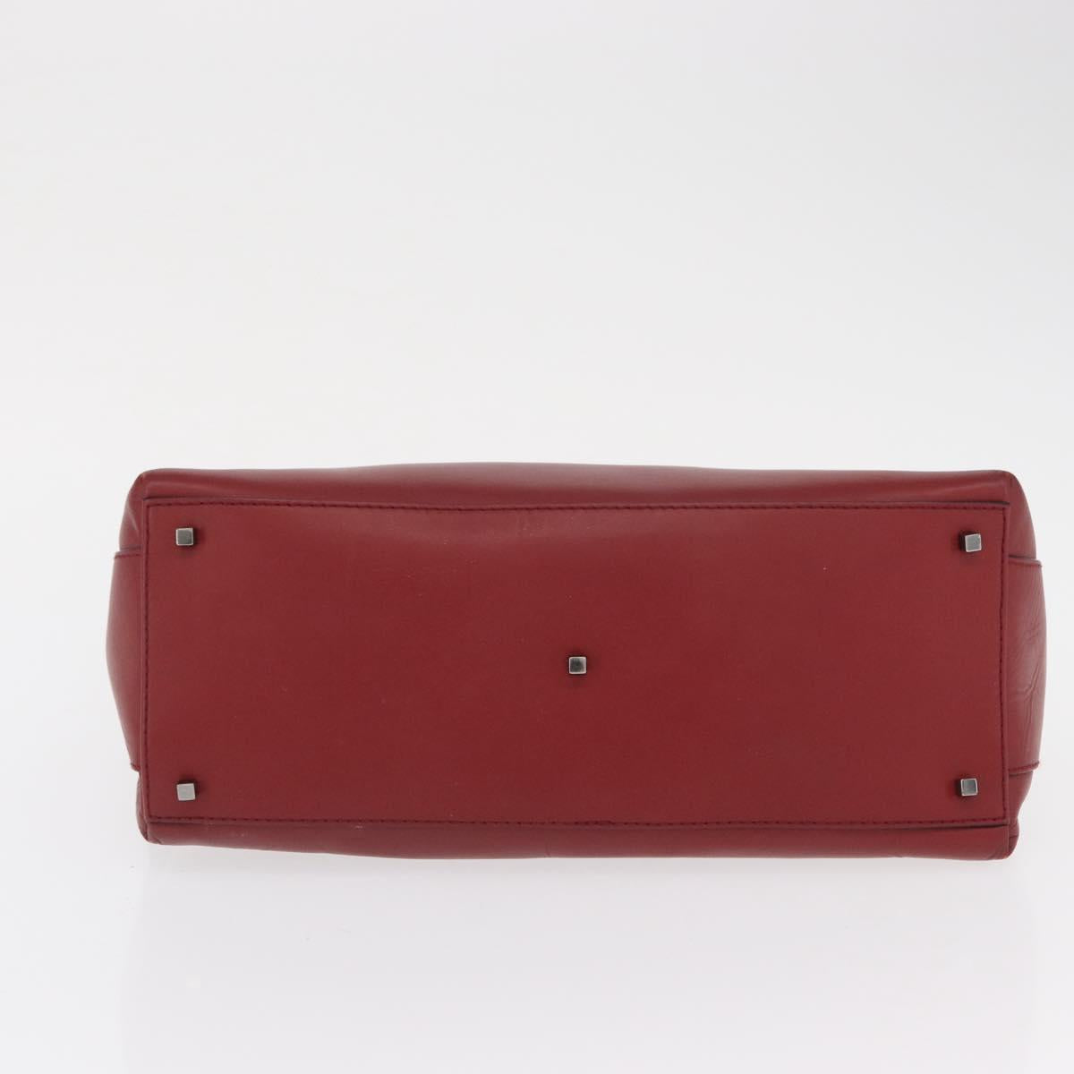 Salvatore Ferragamo Gancini Wanda Hand Bag Leather Red Silver Auth am10521