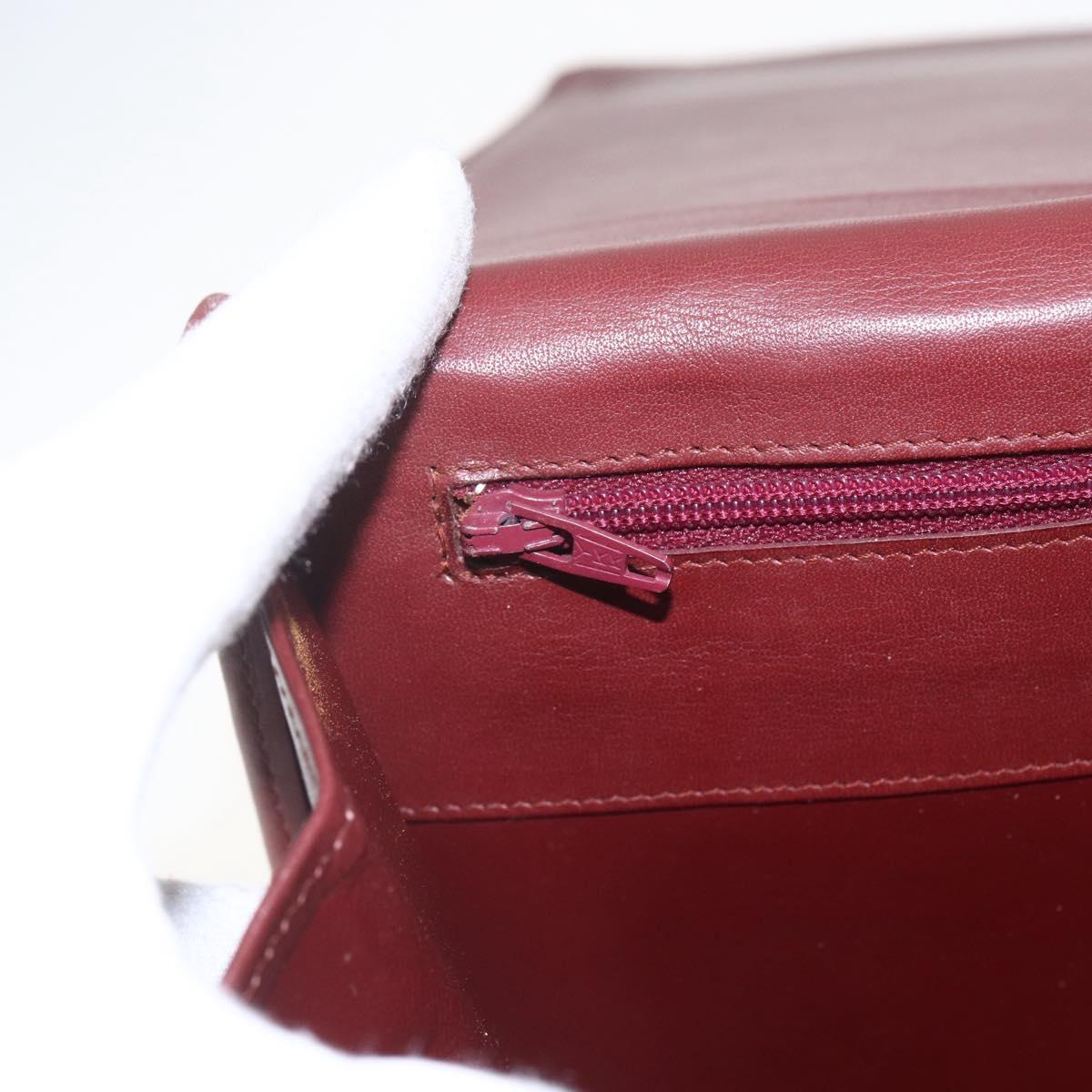 CARTIER Must Line Shoulder Bag Leather Bordeaux Gold Auth am10523