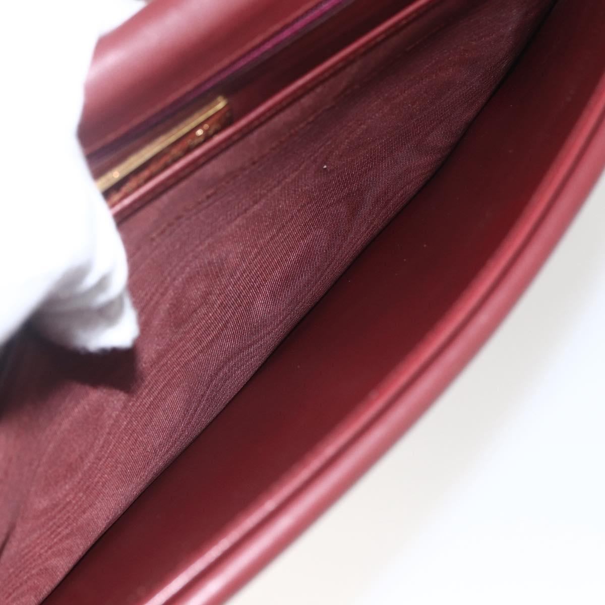 CARTIER Must Line Shoulder Bag Leather Bordeaux Gold Auth am10523