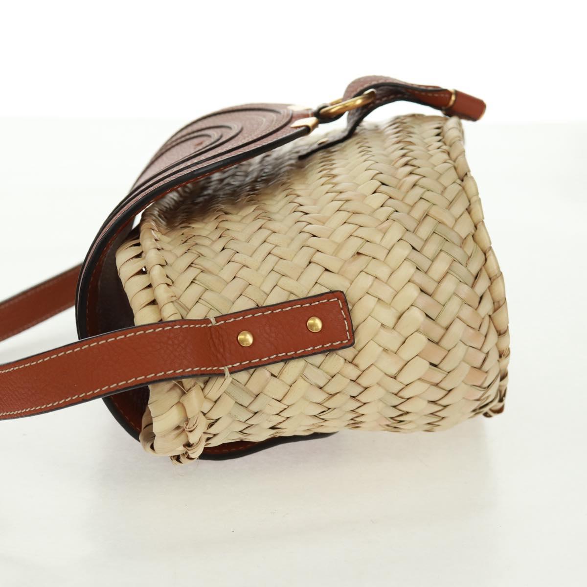 Chloe Mercy Shoulder Bag Raffia Beige Brown Auth am10525V