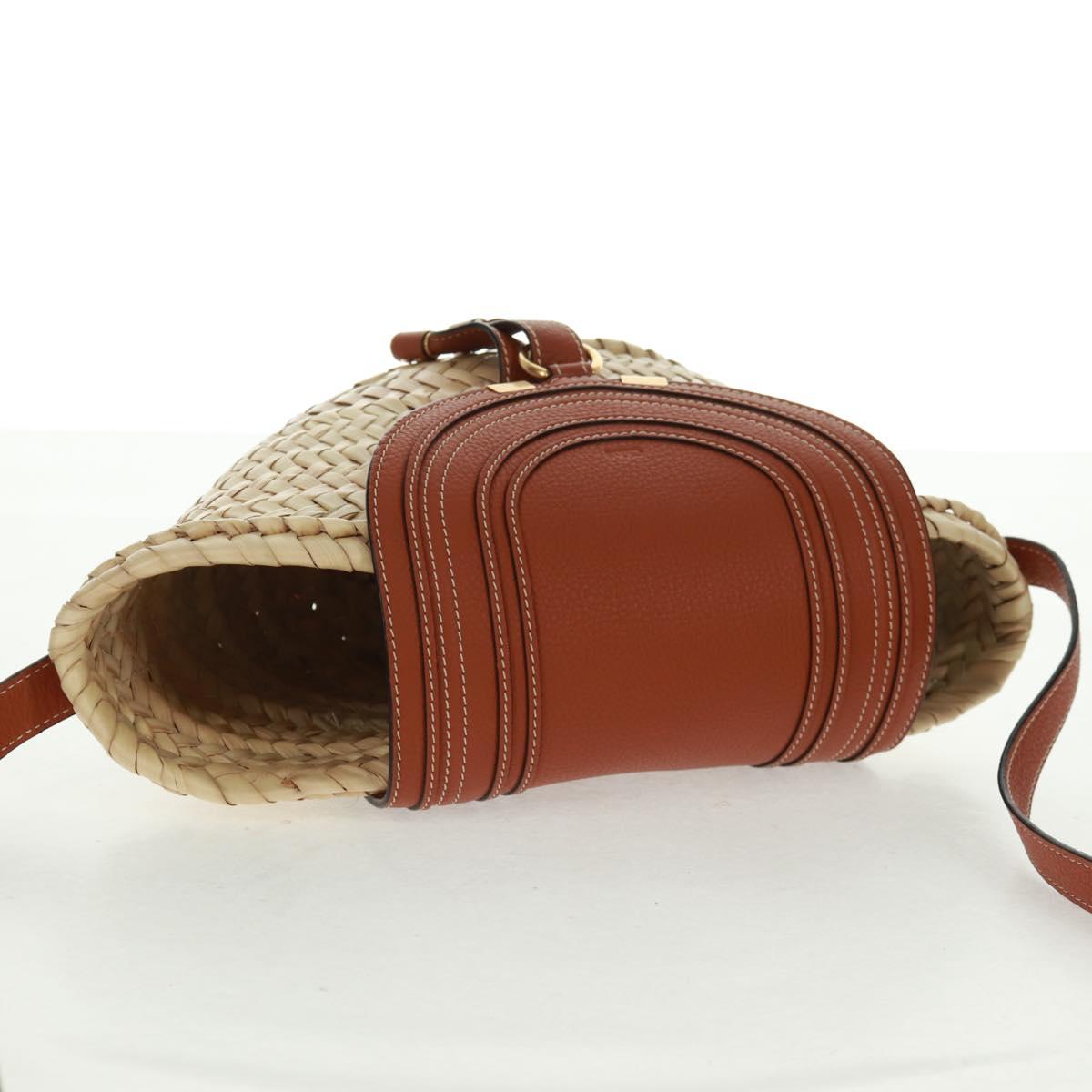 Chloe Mercy Shoulder Bag Raffia Beige Brown Auth am10525V