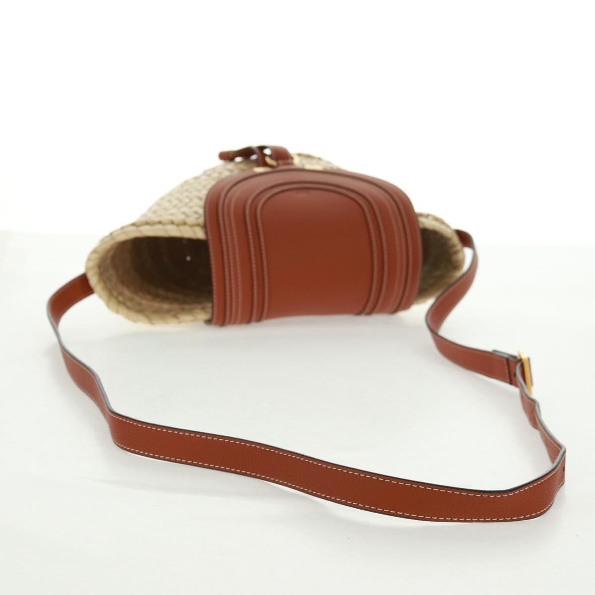 Chloe Mercy Shoulder Bag Raffia Beige Brown Auth am10525V