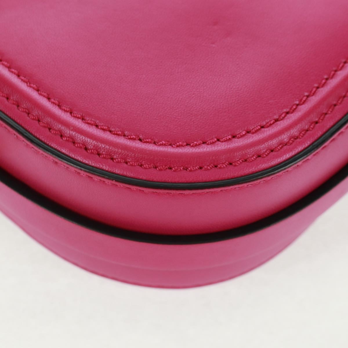 VALENTINO V Logo Walk Shoulder Bag Leather Pink Gold Auth am10527V