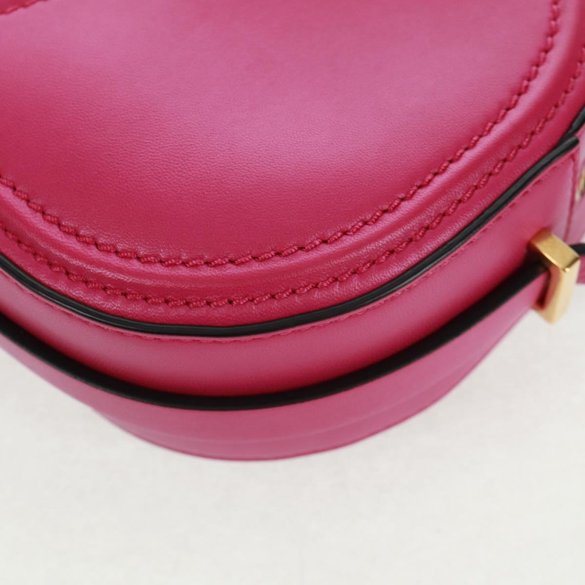 VALENTINO V Logo Walk Shoulder Bag Leather Pink Gold Auth am10527V