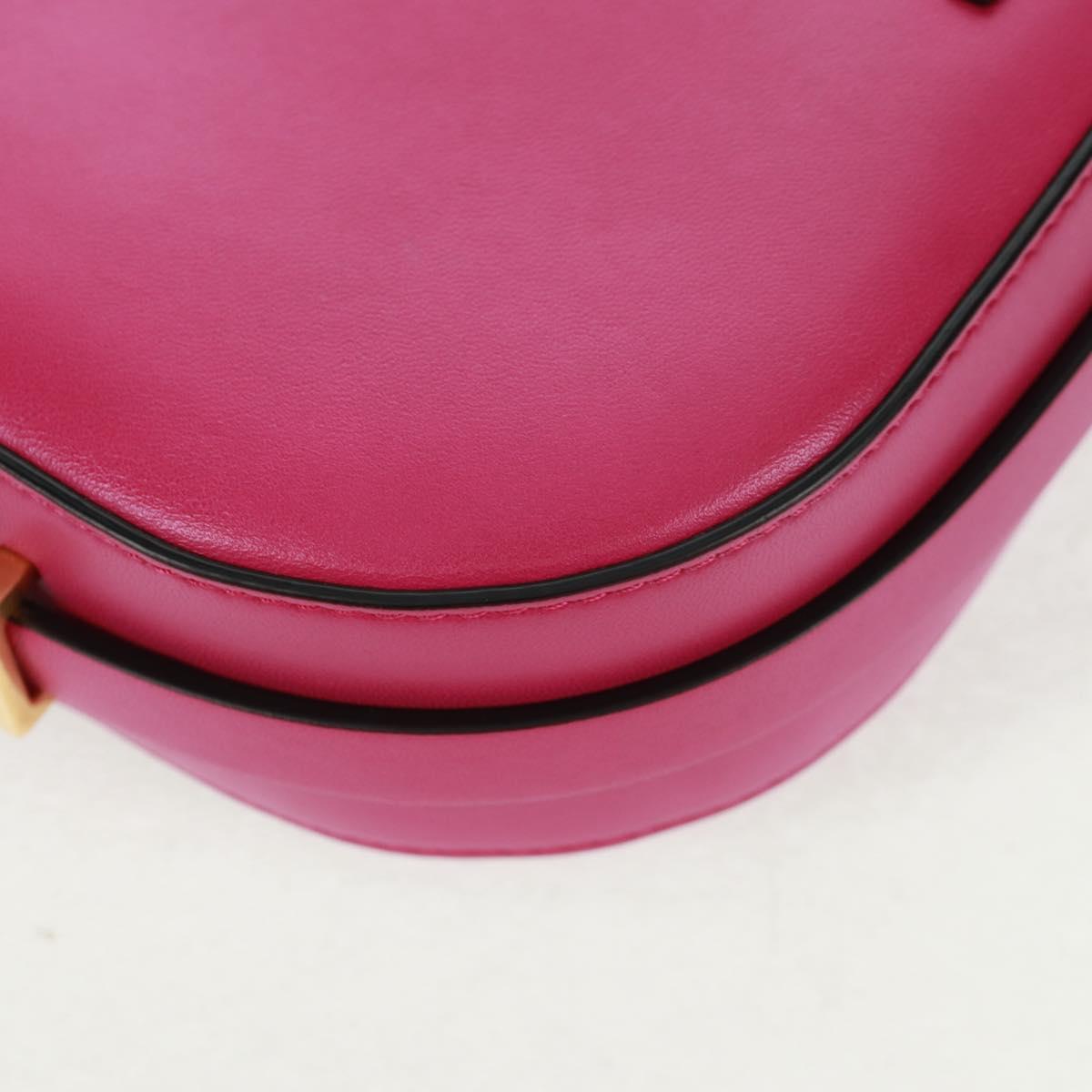 VALENTINO V Logo Walk Shoulder Bag Leather Pink Gold Auth am10527V