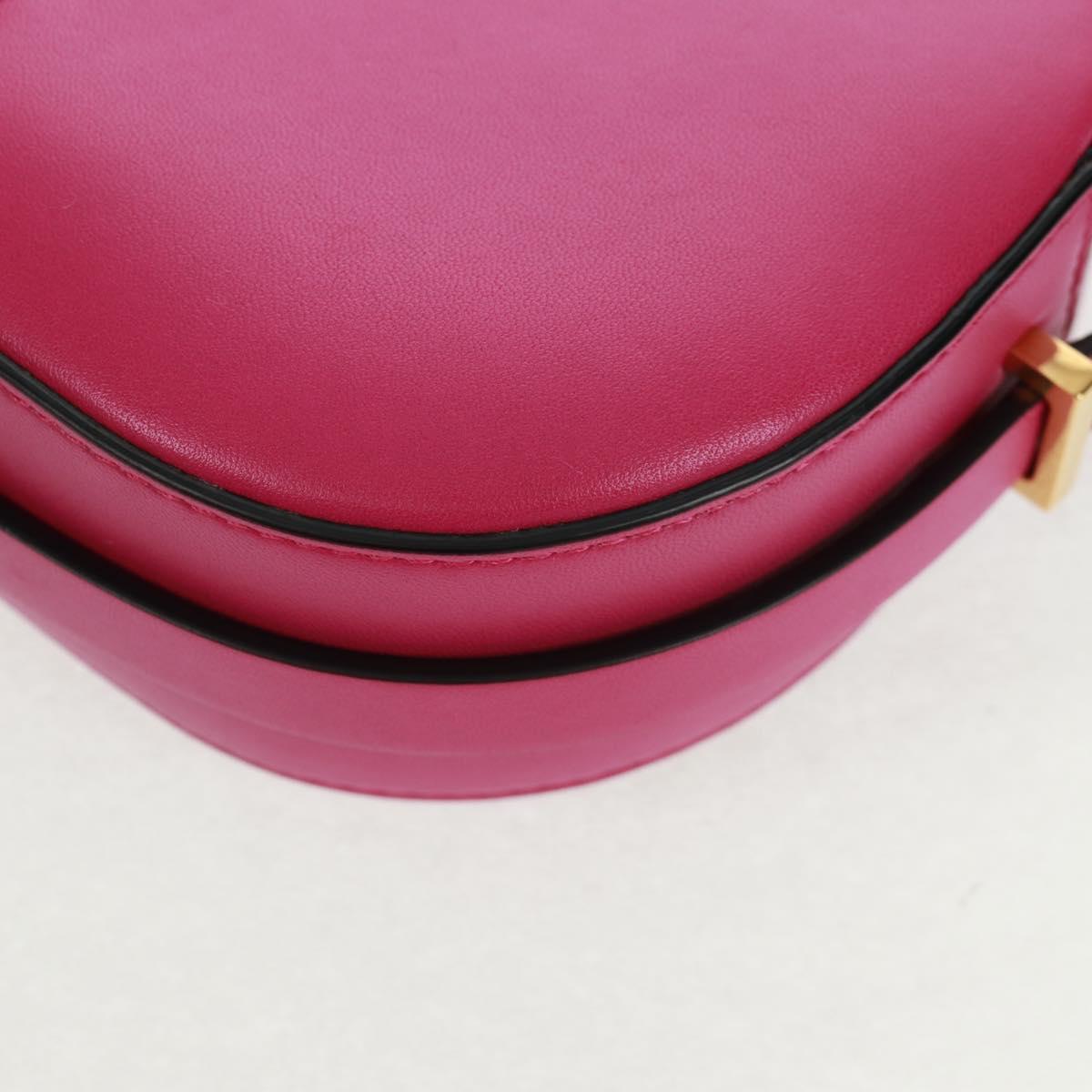 VALENTINO V Logo Walk Shoulder Bag Leather Pink Gold Auth am10527V