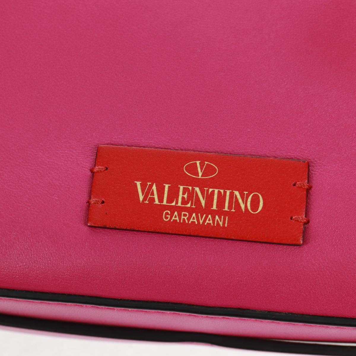 VALENTINO V Logo Walk Shoulder Bag Leather Pink Gold Auth am10527V