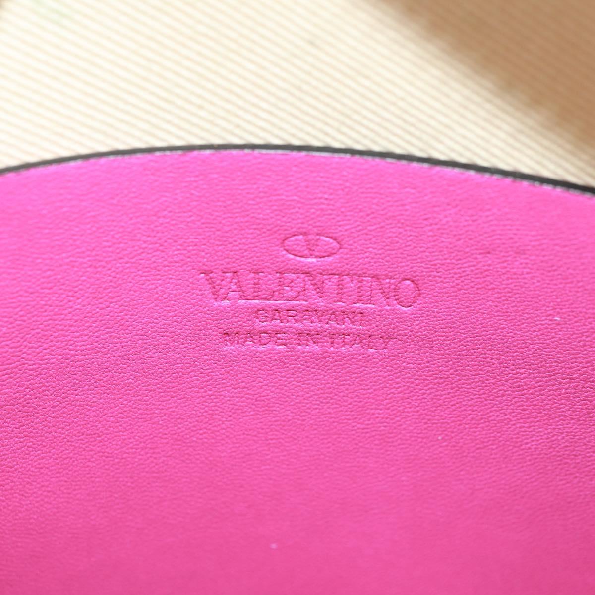 VALENTINO V Logo Walk Shoulder Bag Leather Pink Gold Auth am10527V