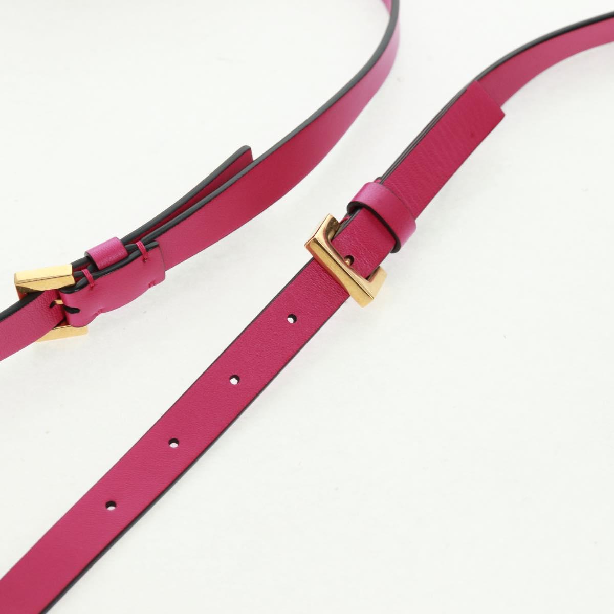 VALENTINO V Logo Walk Shoulder Bag Leather Pink Gold Auth am10527V