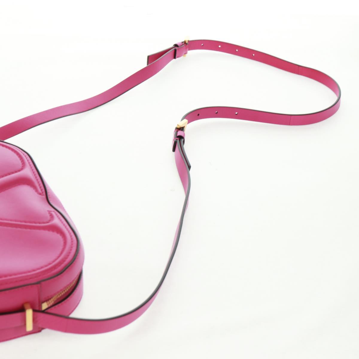 VALENTINO V Logo Walk Shoulder Bag Leather Pink Gold Auth am10527V