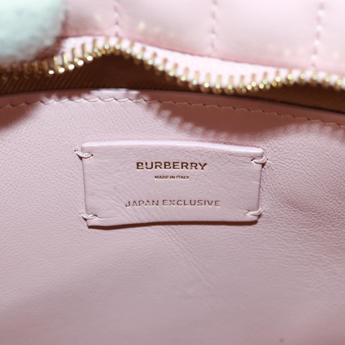 BURBERRY BT Quilted Chain Shoulder Bag Leather Pink Gold Auth am10528V