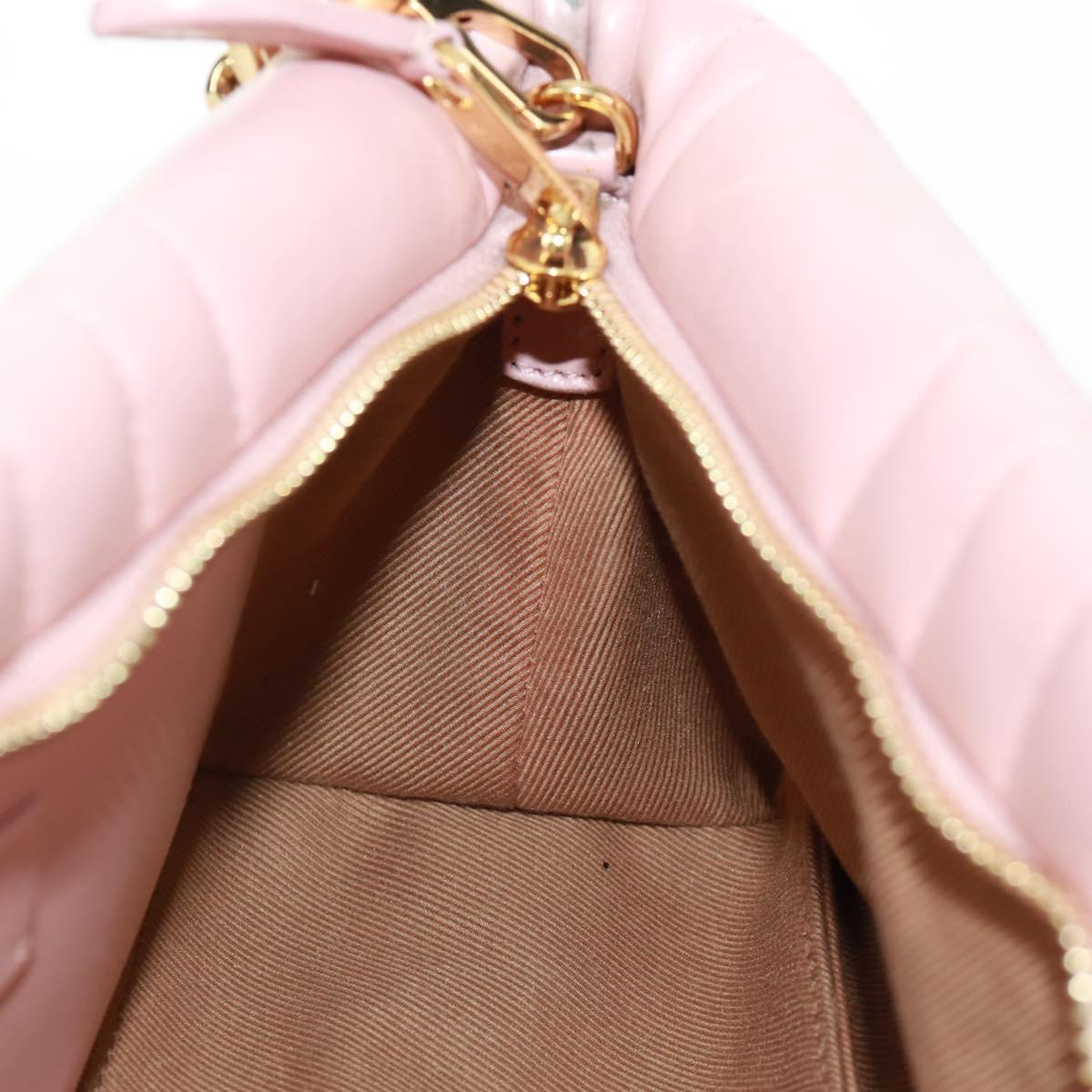 BURBERRY BT Quilted Chain Shoulder Bag Leather Pink Gold Auth am10528V