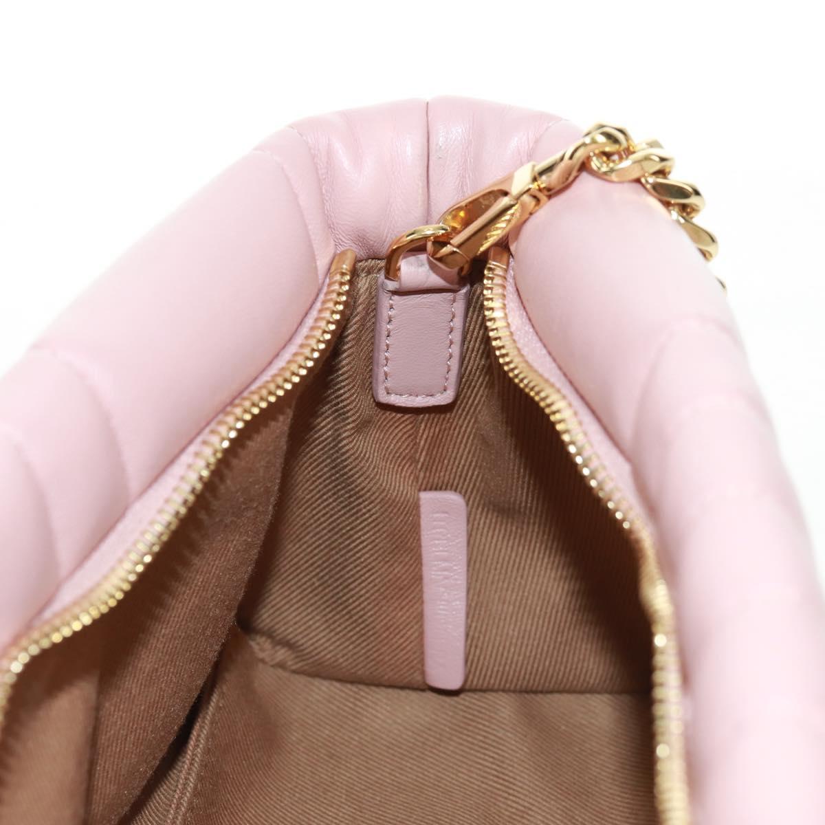 BURBERRY BT Quilted Chain Shoulder Bag Leather Pink Gold Auth am10528V