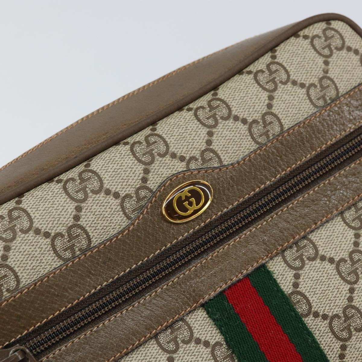 GUCCI GG Supreme Web Sherry Line Shoulder Bag PVC Beige 68 02 004 Auth am10537
