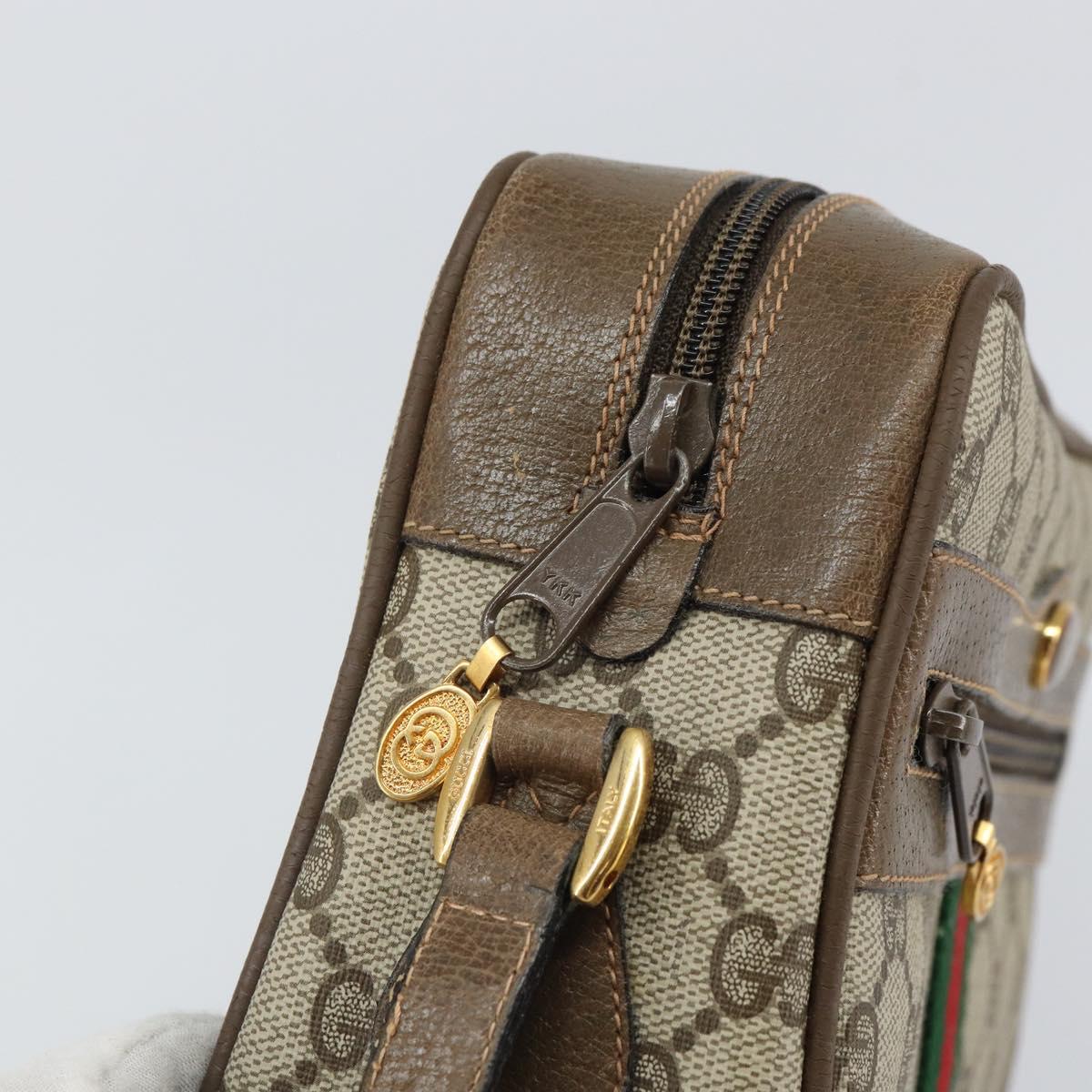 GUCCI GG Supreme Web Sherry Line Shoulder Bag PVC Beige 68 02 004 Auth am10537