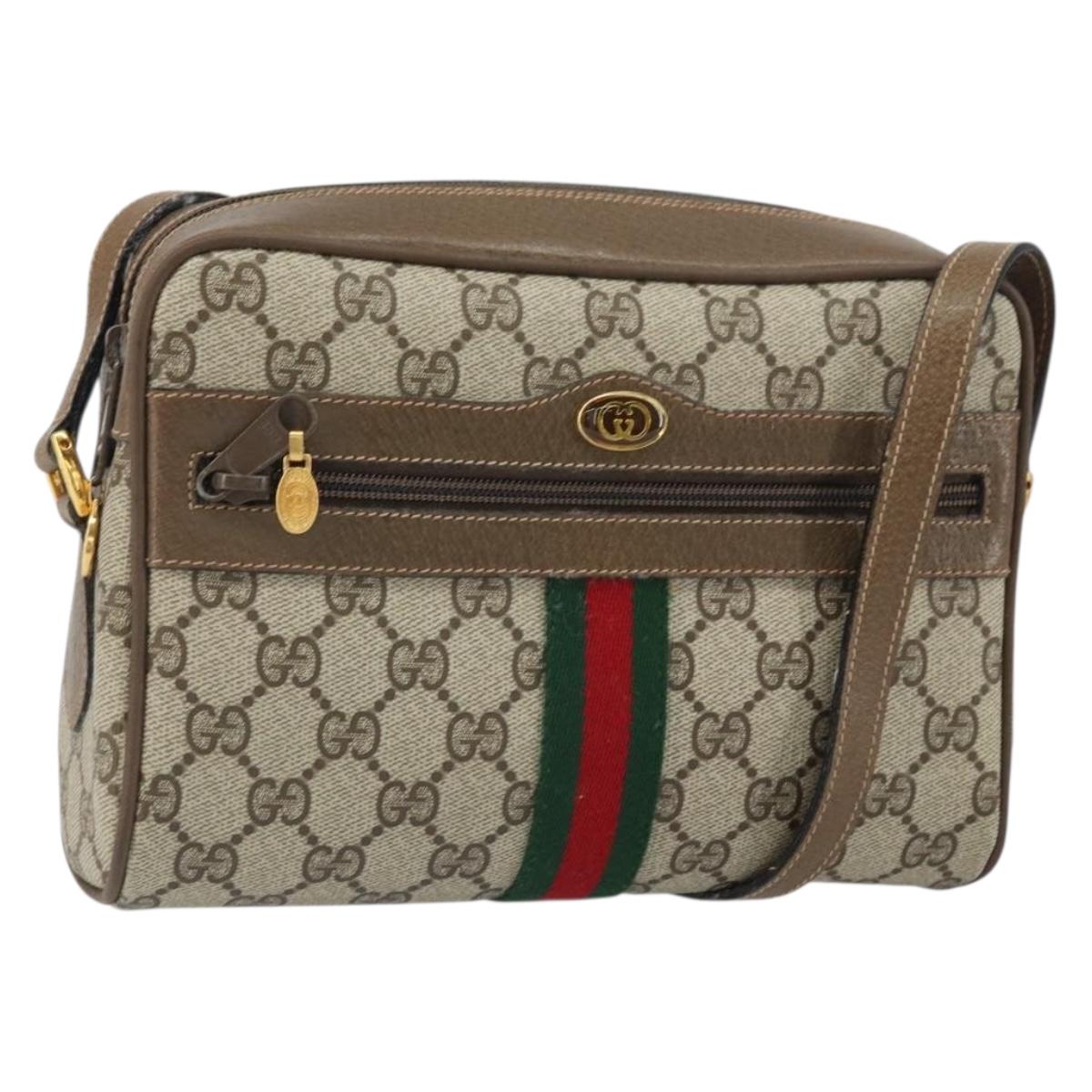 GUCCI GG Supreme Web Sherry Line Shoulder Bag PVC Beige 68 02 004 Auth am10537