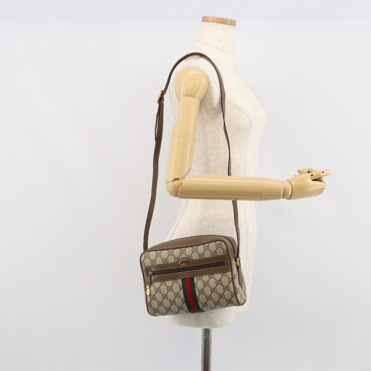 GUCCI GG Supreme Web Sherry Line Shoulder Bag PVC Beige 68 02 004 Auth am10537