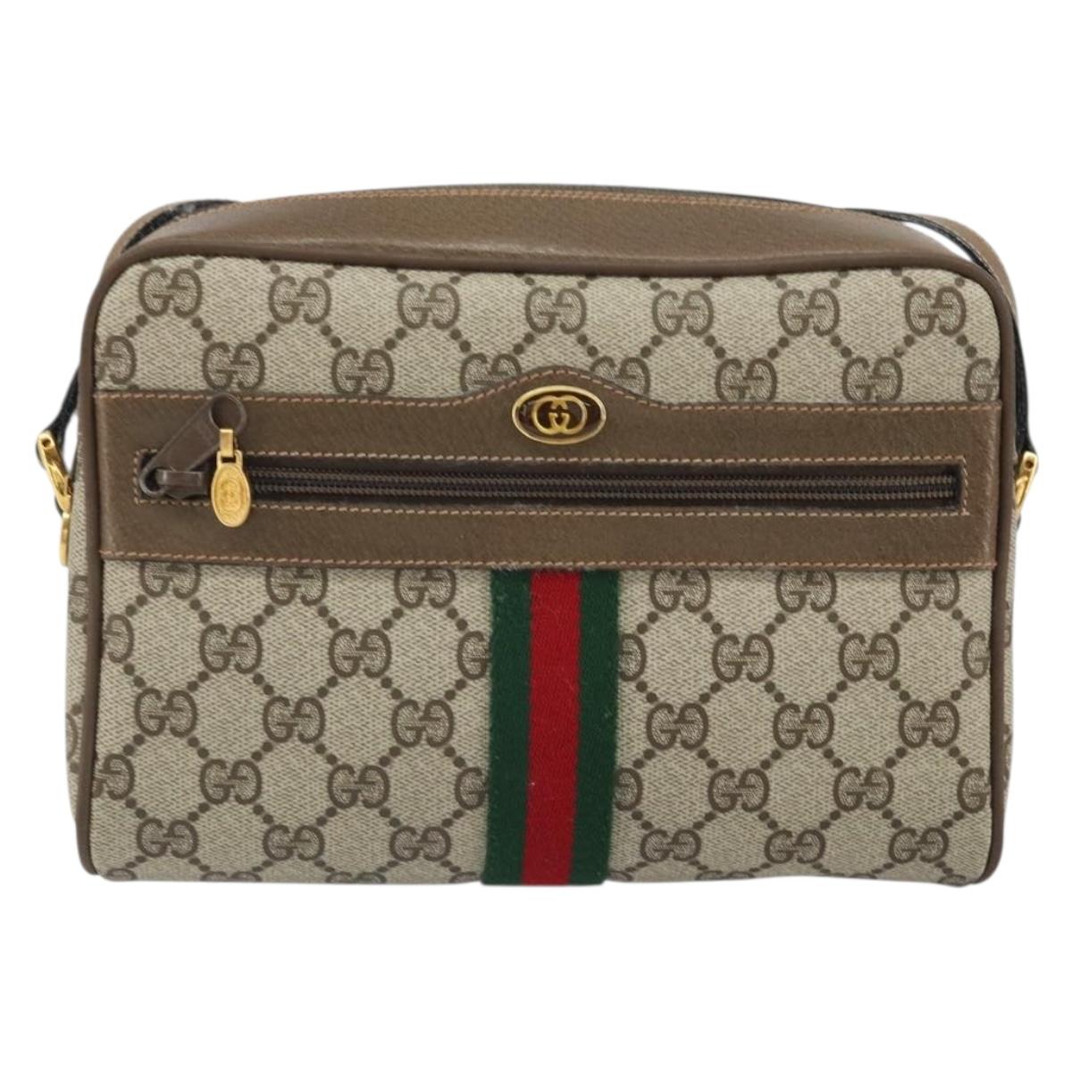 GUCCI GG Supreme Web Sherry Line Shoulder Bag PVC Beige 68 02 004 Auth am10537