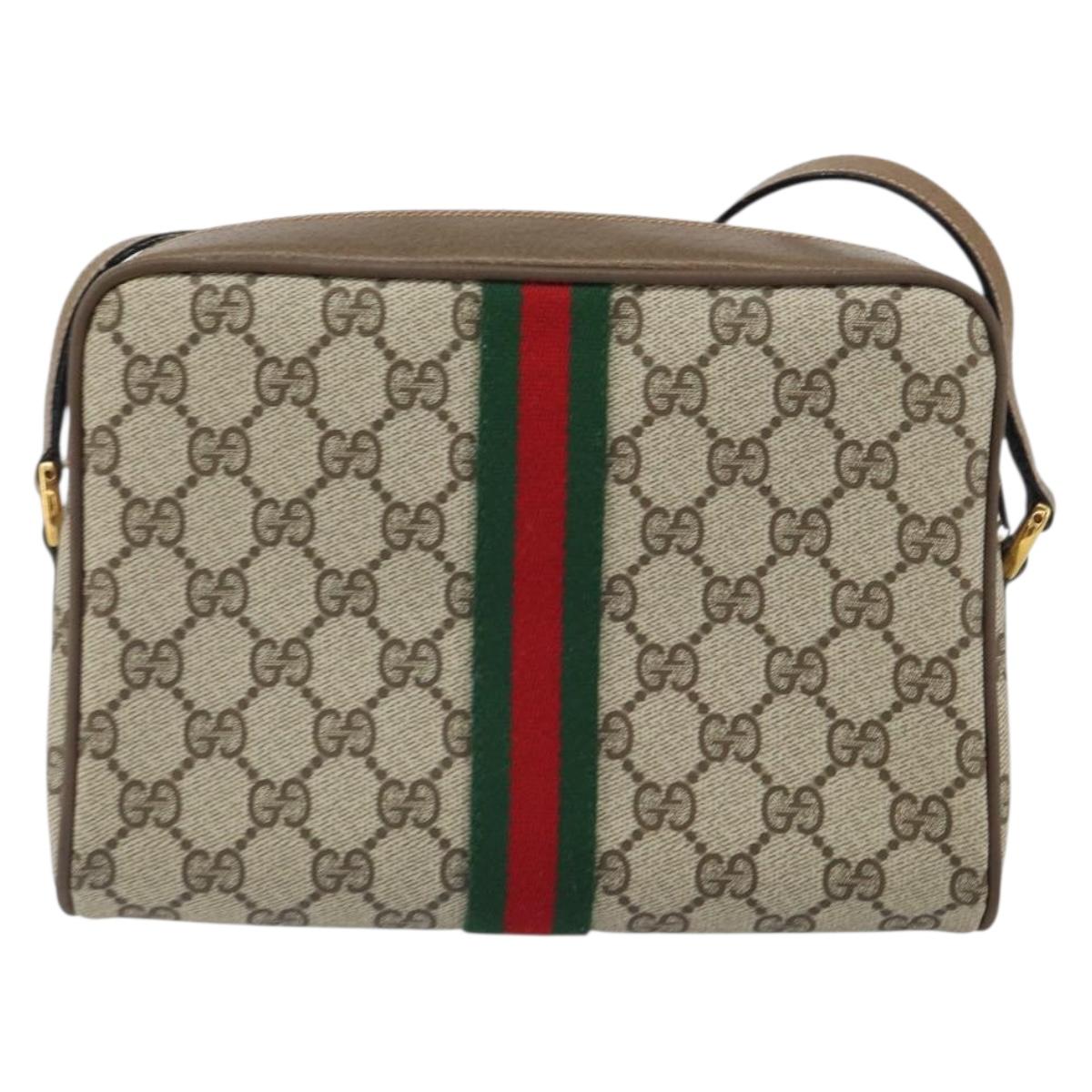 GUCCI GG Supreme Web Sherry Line Shoulder Bag PVC Beige 68 02 004 Auth am10537