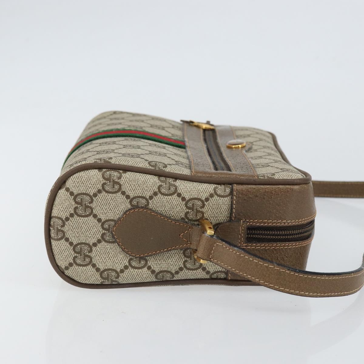 GUCCI GG Supreme Web Sherry Line Shoulder Bag PVC Beige 68 02 004 Auth am10537