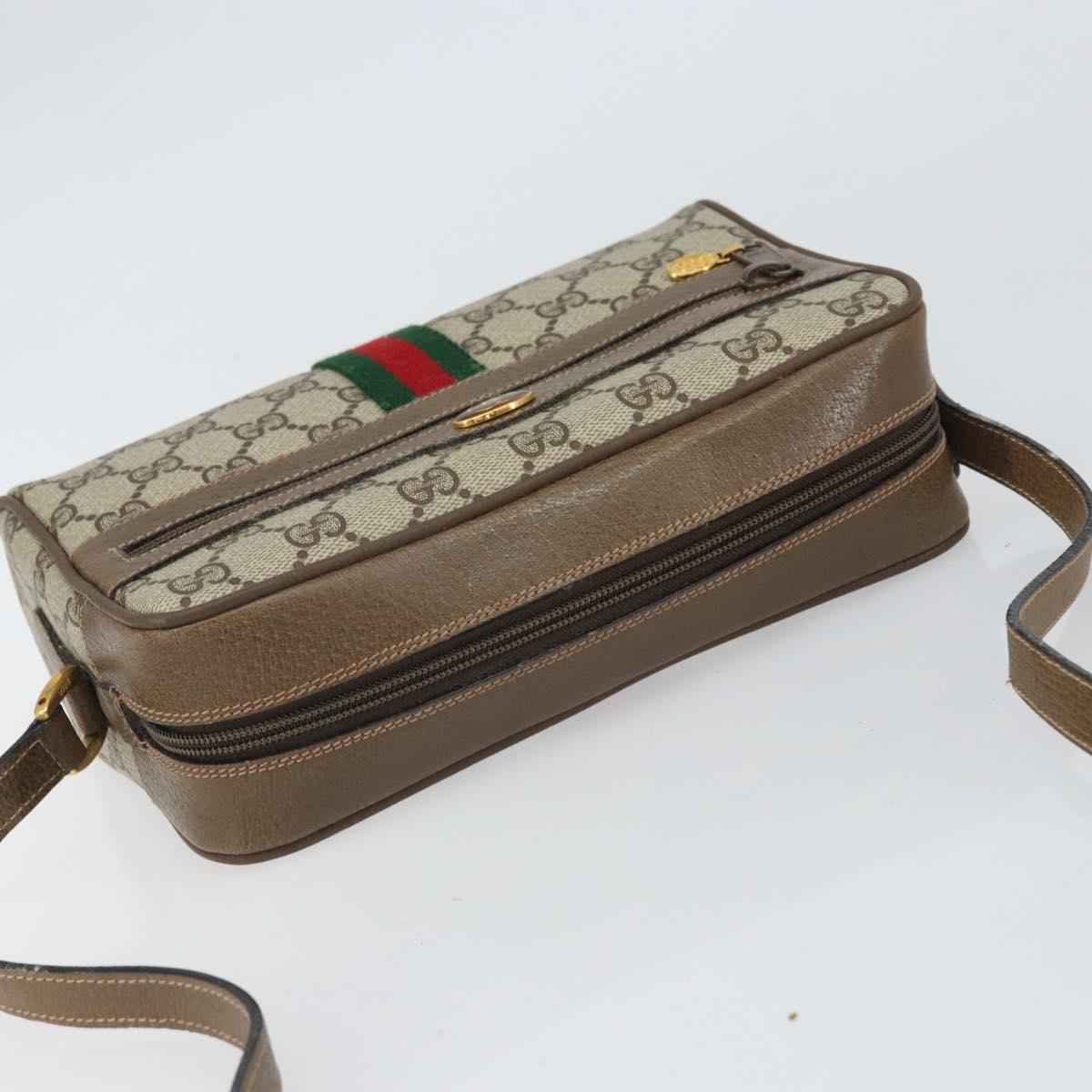 GUCCI GG Supreme Web Sherry Line Shoulder Bag PVC Beige 68 02 004 Auth am10537