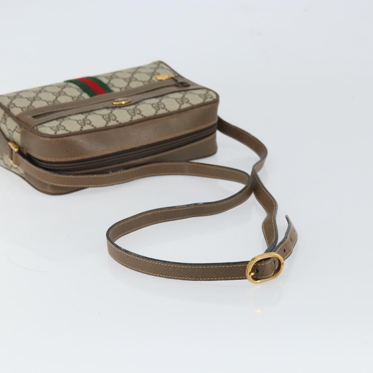 GUCCI GG Supreme Web Sherry Line Shoulder Bag PVC Beige 68 02 004 Auth am10537