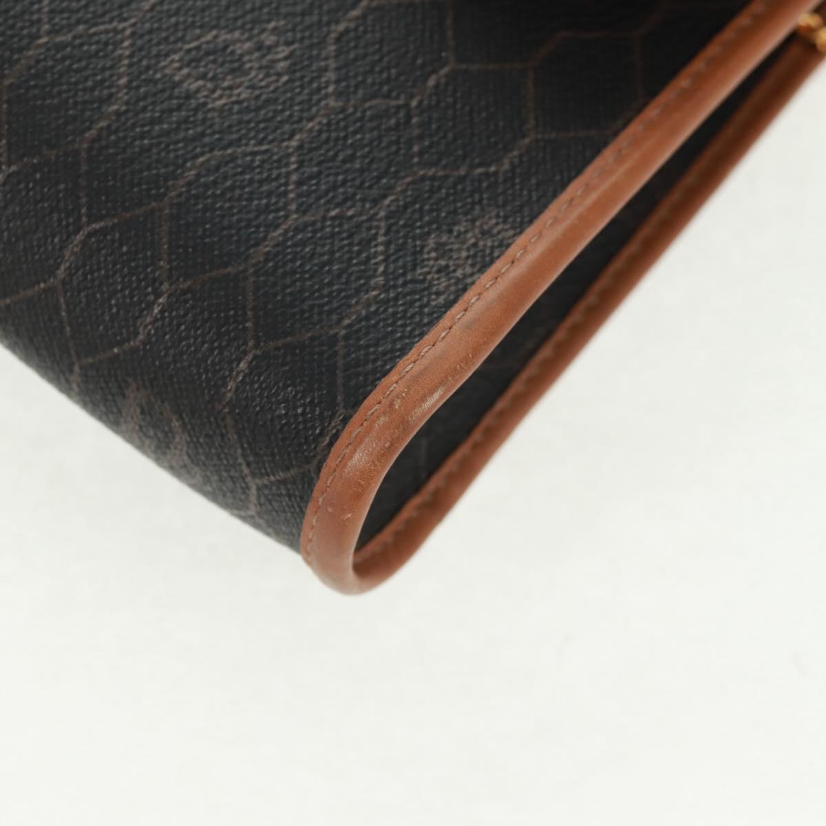 Christian Dior Honeycomb Canvas Chain Shoulder Bag Black Gold Auth am10539V