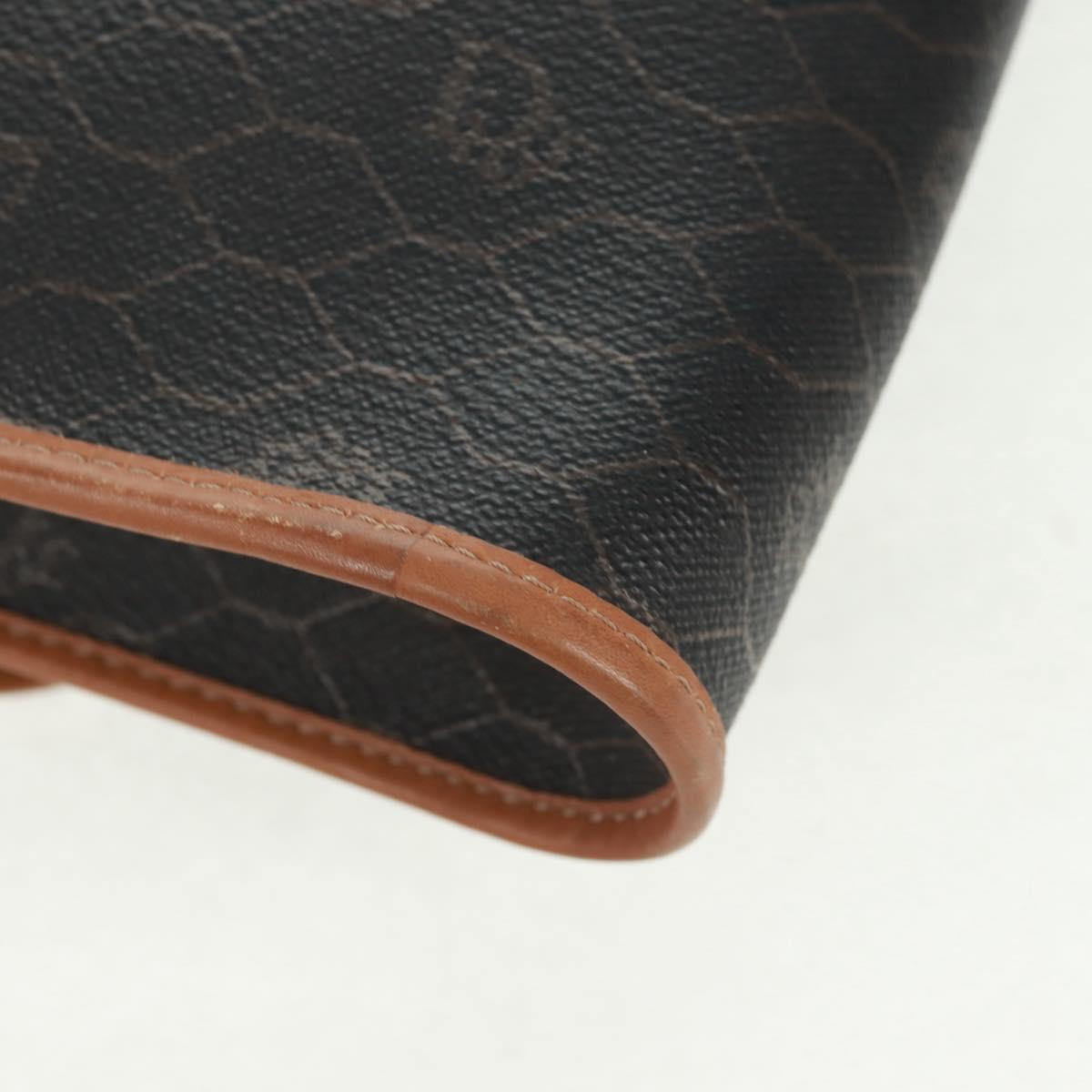 Christian Dior Honeycomb Canvas Chain Shoulder Bag Black Gold Auth am10539V