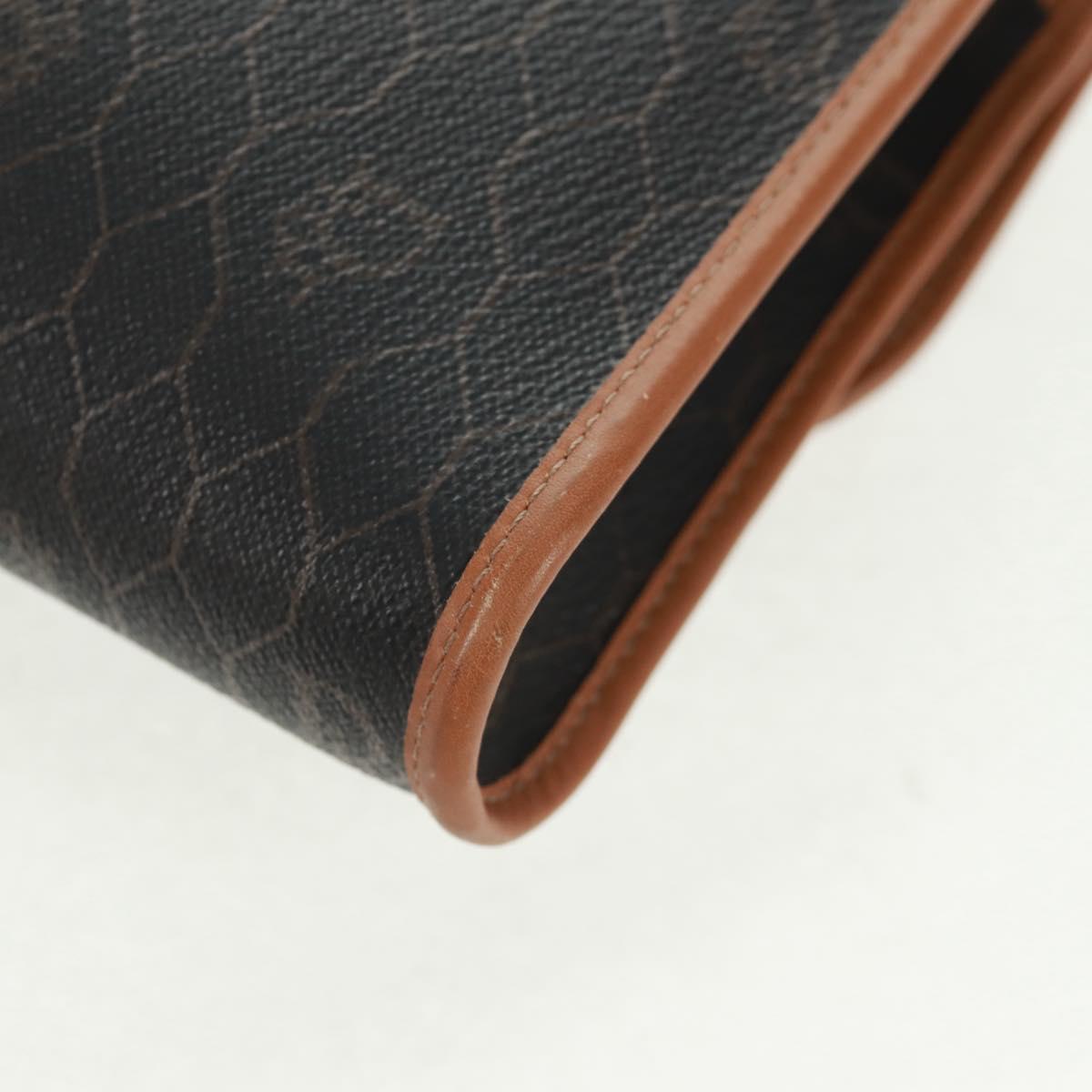 Christian Dior Honeycomb Canvas Chain Shoulder Bag Black Gold Auth am10539V