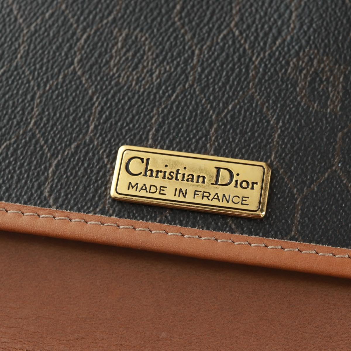 Christian Dior Honeycomb Canvas Chain Shoulder Bag Black Gold Auth am10539V