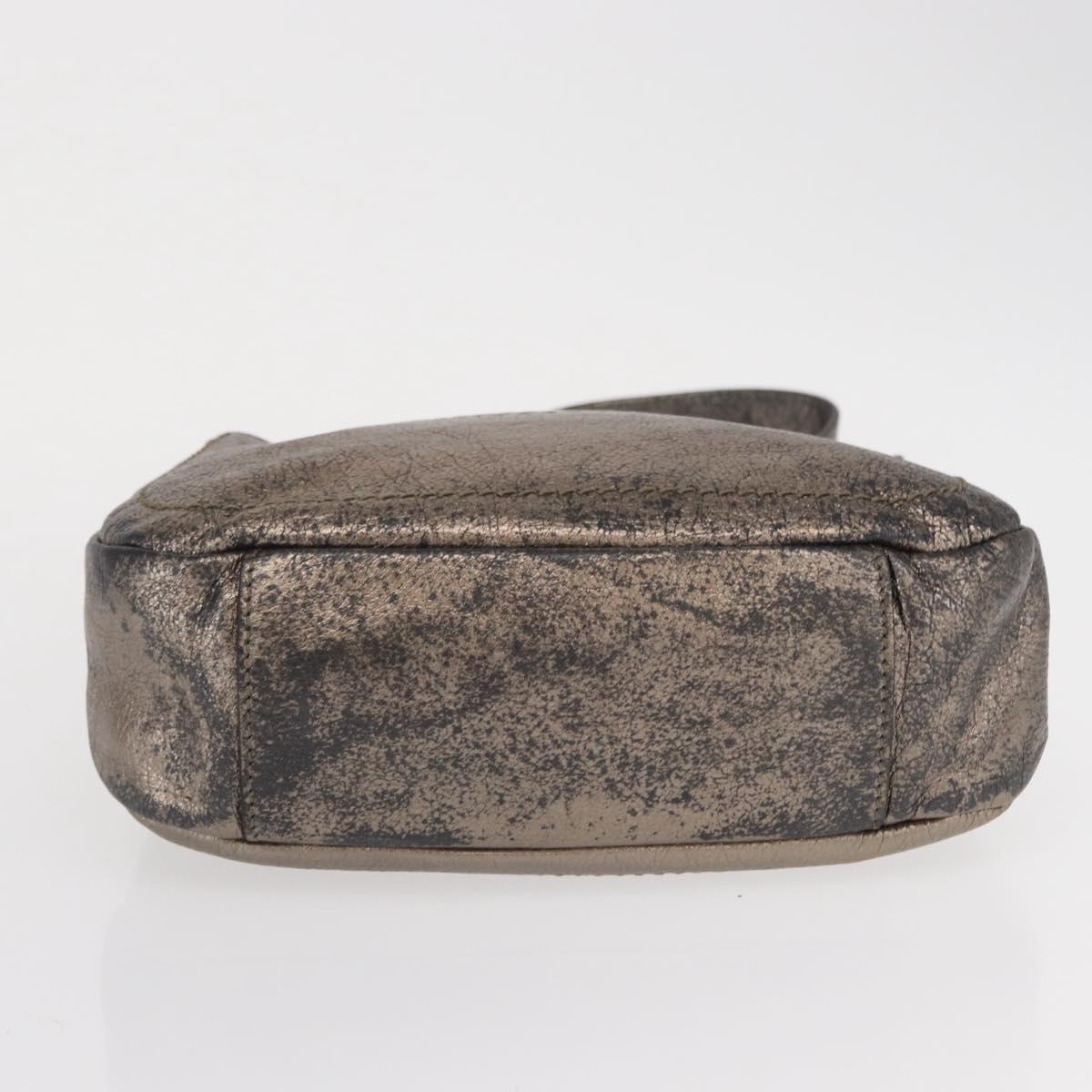 Salvatore Ferragamo Gancini Shoulder Bag Leather Silver Auth am10540