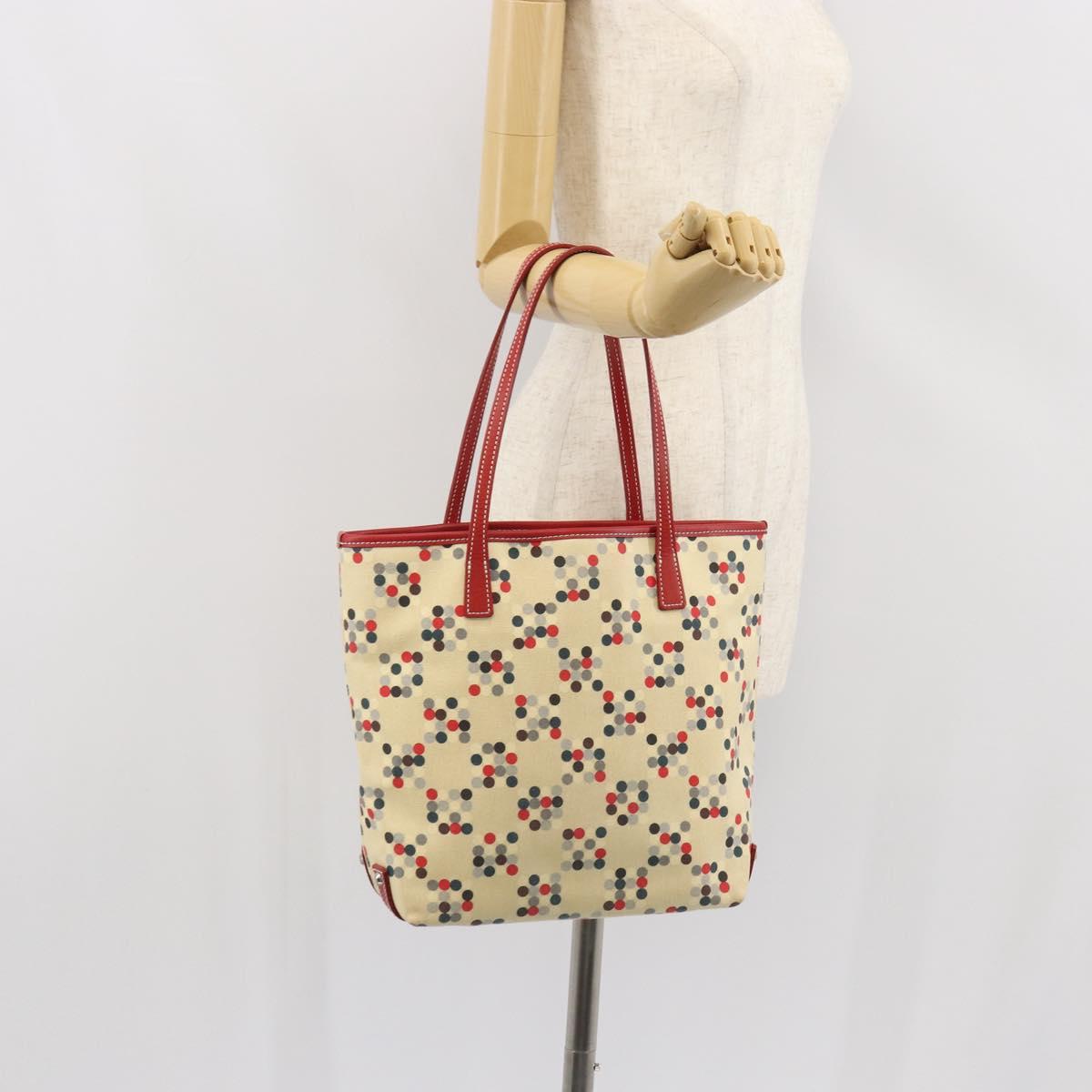 BURBERRY Blue Label Tote Bag Canvas Ivory Silver Auth am10541