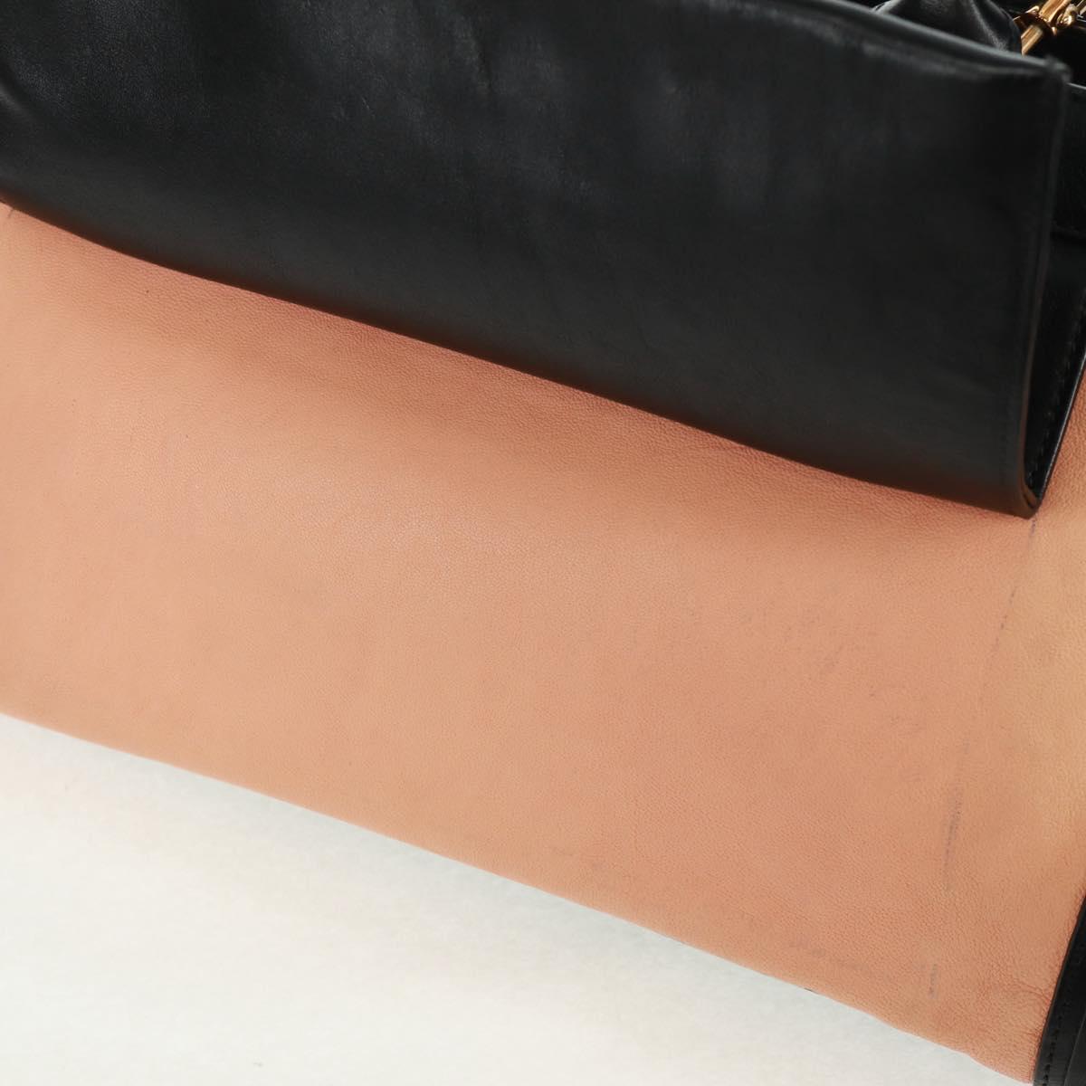 Chloe Alice Hand Bag Leather 2way Beige Black gold Auth am10542V