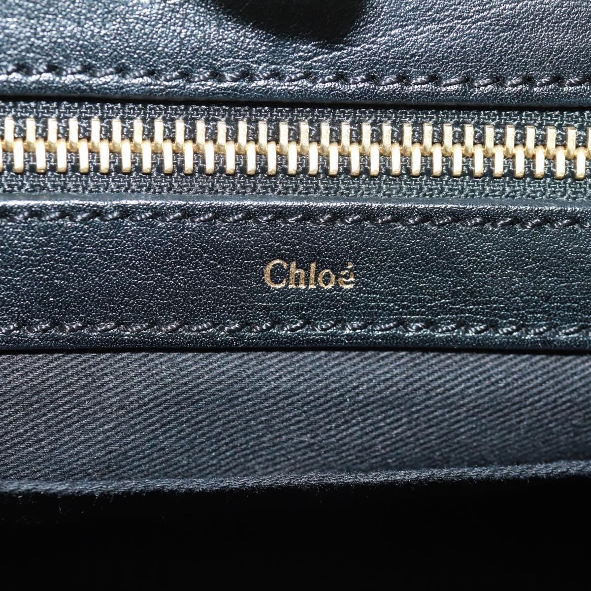 Chloe Alice Hand Bag Leather 2way Beige Black gold Auth am10542V