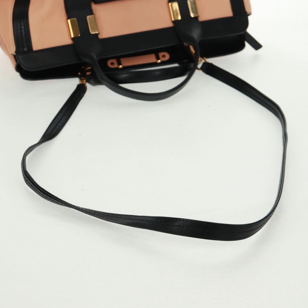 Chloe Alice Hand Bag Leather 2way Beige Black gold Auth am10542V