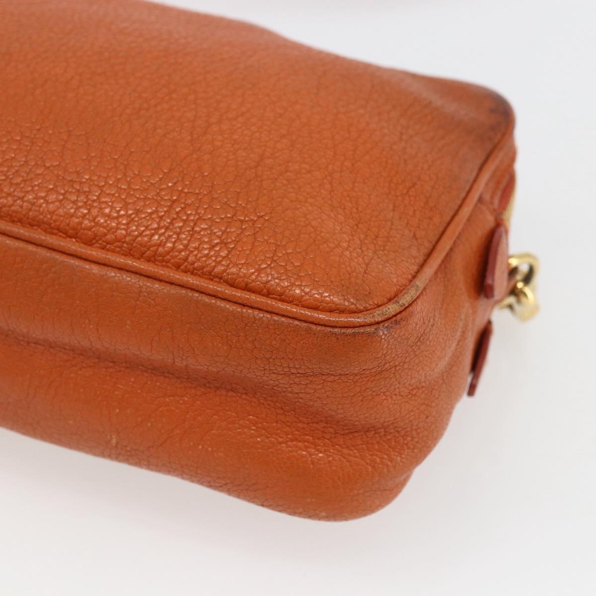 Miu Miu Shoulder Bag Leather Orange Gold Auth am10543