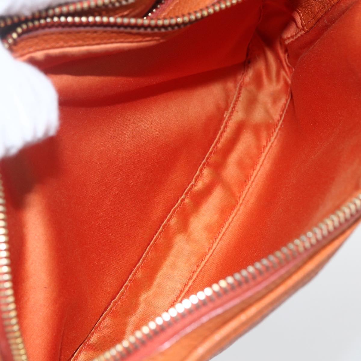 Miu Miu Shoulder Bag Leather Orange Gold Auth am10543