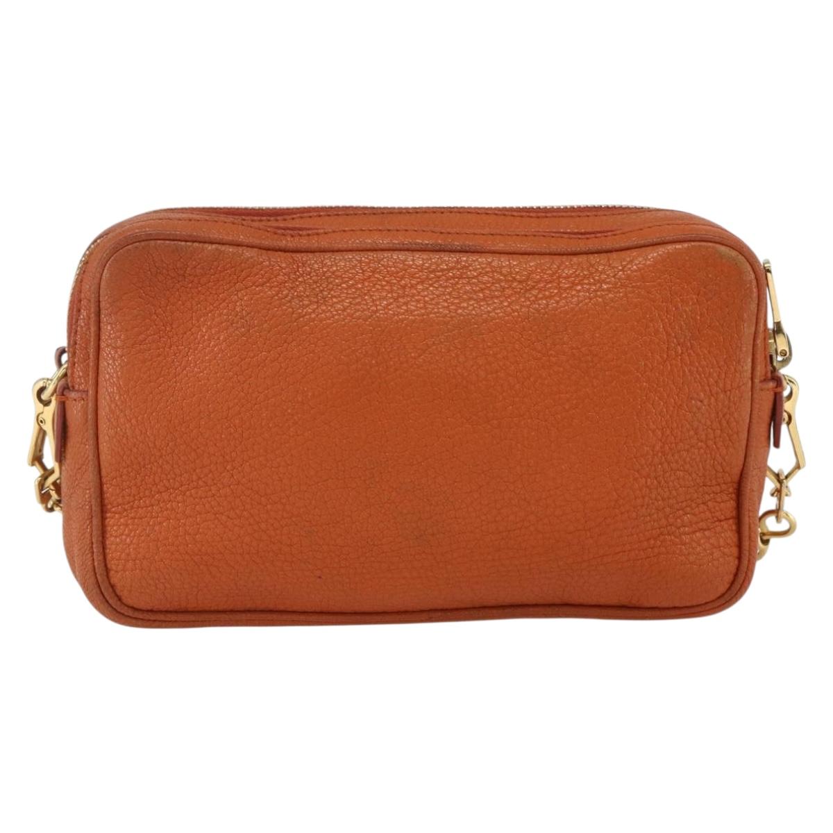 Miu Miu Shoulder Bag Leather Orange Gold Auth am10543