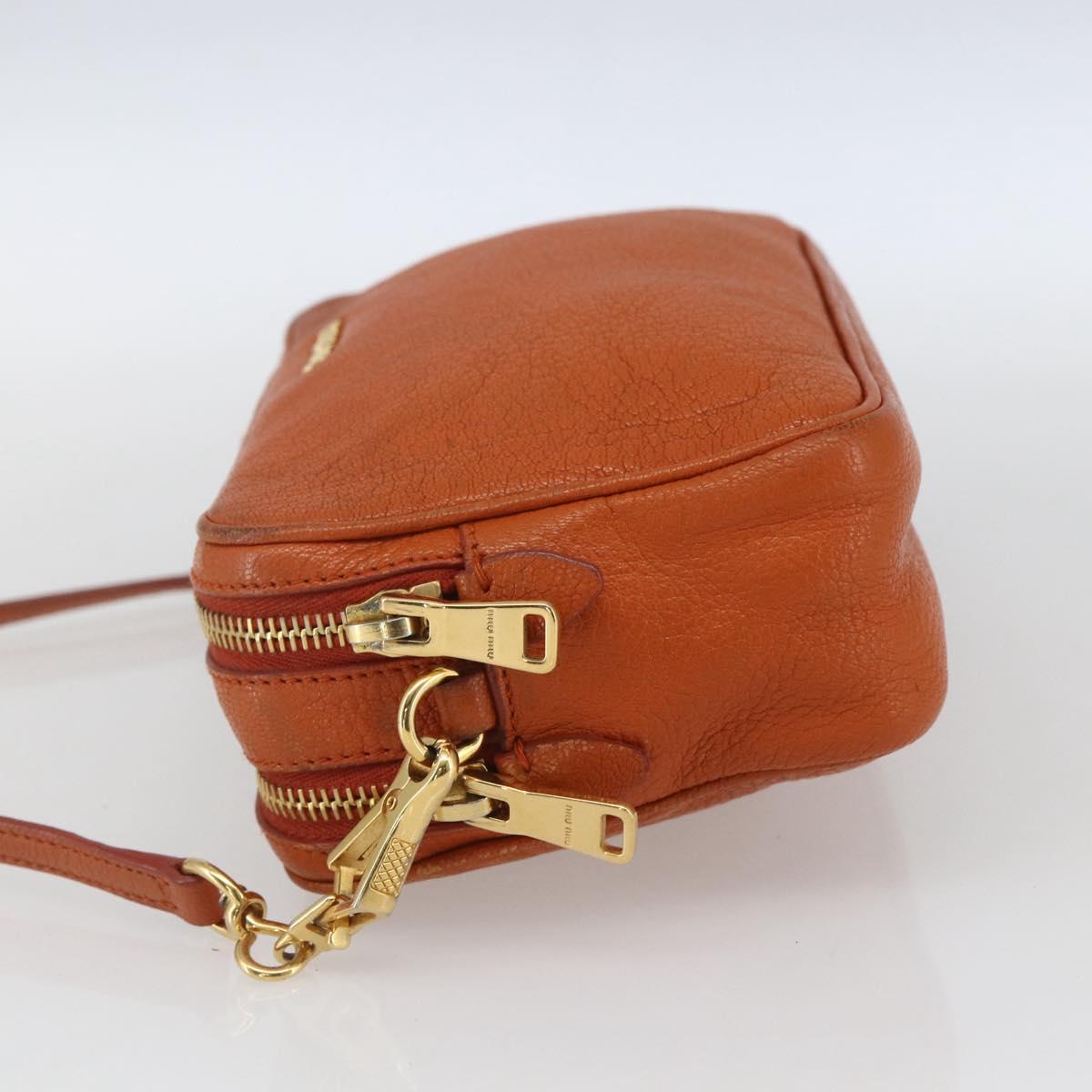 Miu Miu Shoulder Bag Leather Orange Gold Auth am10543