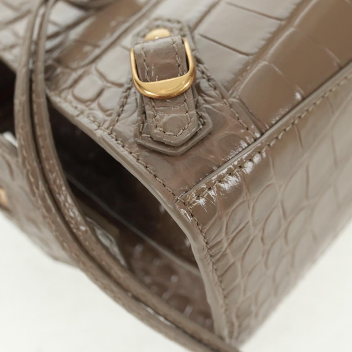 BALENCIAGA Neo Classic City Hand Bag Patent 2way Gray Gold 638524 Auth am10547SAM