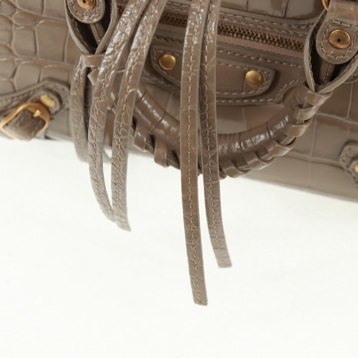 BALENCIAGA Neo Classic City Hand Bag Patent 2way Gray Gold 638524 Auth am10547SAM