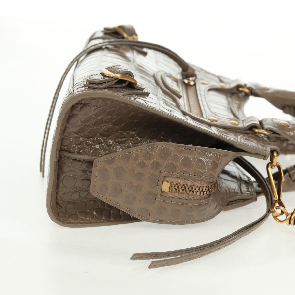 BALENCIAGA Neo Classic City Hand Bag Patent 2way Gray Gold 638524 Auth am10547SAM