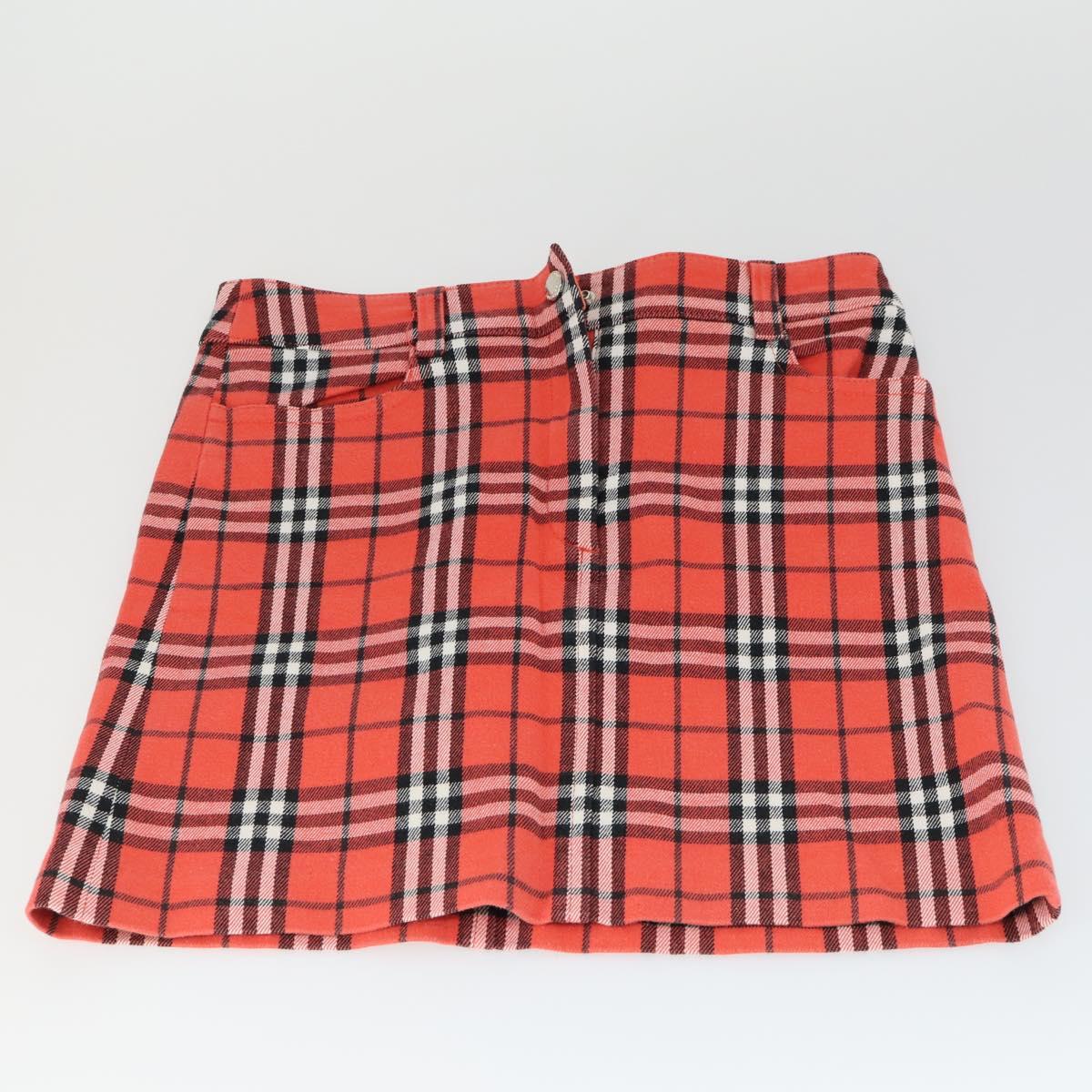 BURBERRY Nova Check Skirt Cotton 7 Set Beige Red blue Auth am10553