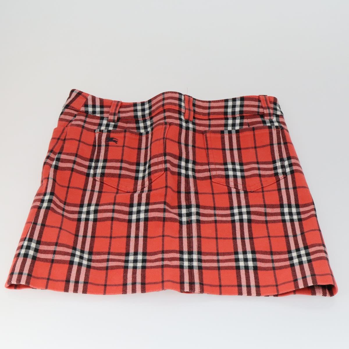 BURBERRY Nova Check Skirt Cotton 7 Set Beige Red blue Auth am10553