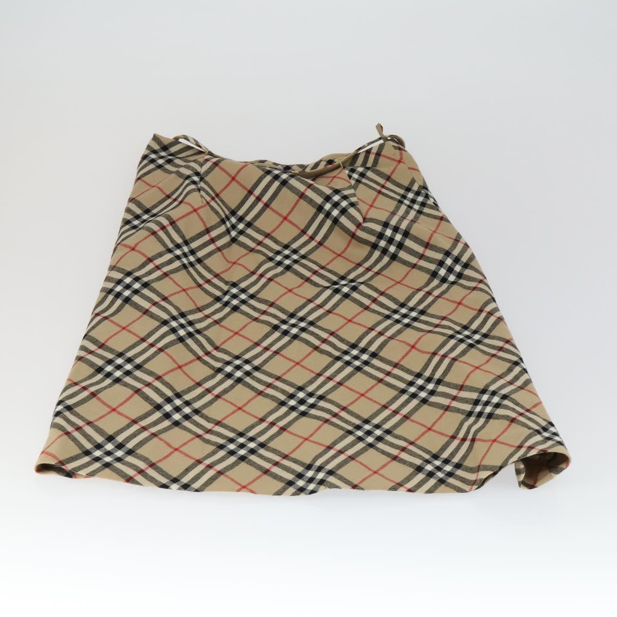 BURBERRY Nova Check Skirt Cotton 7 Set Beige Red blue Auth am10553