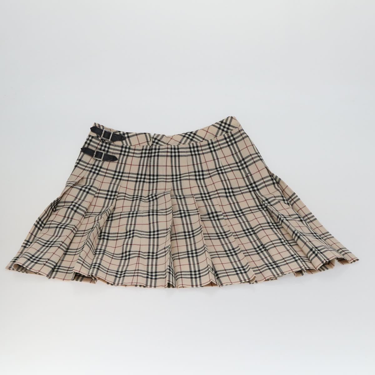 BURBERRY Nova Check Skirt Cotton 7 Set Beige Red blue Auth am10553