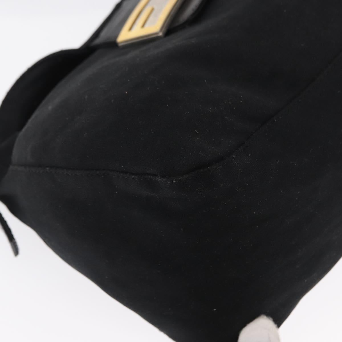 FENDI Jersey Mamma Baguette Shoulder Bag Nylon Black Silver Auth am10557